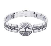 JEROOT - Pulsera magnética para mujer, árbol de la vida, árbol del mundo, color negro, pulsera magnética para hombre, con imanes de ultra fuerza de 6000 gauss