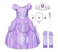 JerrisApparel Niña Disfraz de Princesa Sofía Tul Cumpleaños Partido Vestido (4 años, Lila con Accesorios)