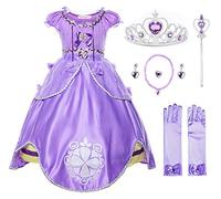 JerrisApparel Niña Disfraz de Princesa Sofía Tul Cumpleaños Partido Vestido (8 años, Morado con Accesorios)