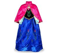 JerrisApparel Niña Princesa Anna Disfraz Fiesta de Cosplay Lujo Vestido (5 años, Azul)