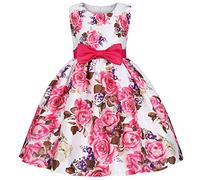 JerrisApparel Vestido Sin Mangas Flores para Niñas Boda Ceremonia Fiesta (130, Rosa Palo)