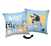 Jerry Fabrics Bluey & Bingo - Cojín reversible - 40 x 40 cm - Almohada infantil con licencia oficial - Suave y acogedor - Diseño de doble cara - Ideal para dormitorios, sofás e ideas de regalo