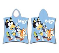 Jerry Fabrics Bluey Towel Poncho para niños o niñas, toalla de baño con capucha para niños, 50 x 115 cm, toallas de piscina y playa