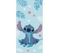 Jerry Fabrics Disney Lilo & Stitch Blue - Toalla de playa grande de 70 x 140 cm, suave y absorbente, 100% algodón, toalla de baño, piscina y playa para niños, diseño de punto vibrante, ligera, de