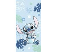 Jerry Fabrics Disney - Toalla de playa y baño "Ohana Blue" de Lilo & Stitch | Grande 70 x 140 cm | Suave y absorbente 100% rizo de algodón | Toalla de baño, piscina y playa para niños | Diseño de