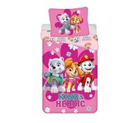 Jerry Fabrics F - Juego de cama de 2 piezas - Funda de edredón - reversible, 140 x 200 - Funda de almohada - 70 x 90 cm Ropa de cama - 100% algodón - Rosa - Pat Patrulla Canina - Niña, 7000384