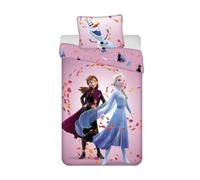 Jerry Fabrics Frozen Anna Elsa - Juego de ropa de cama infantil, funda nórdica de 140 x 200 cm y funda de almohada de 50 x 70 cm, 100% algodón, color morado