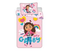 Jerry Fabrics Gabby Dollhouse - Juego de funda nórdica de 100 x 135 cm y funda de almohada de 40 x 60 cm, 100% algodón, color rosa