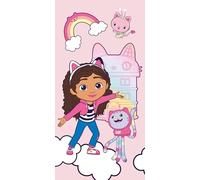 Jerry Fabrics Gabbys Dollhouse - Toalla de playa (70 x 140 cm, 100% algodón), diseño de casa y nubes