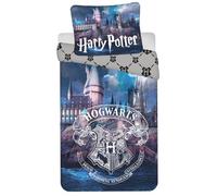 Jerry Fabrics Harry Potter - Juego de ropa de cama (140 x 200 cm), diseño de escudo y castillo