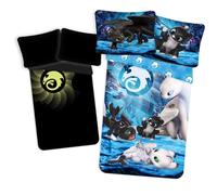Jerry Fabrics - Juego de cama de 2 piezas: Cómo entrenar a tu dragón con efecto luminoso, 140 x 200 + funda de almohada de 70 x 90 cm