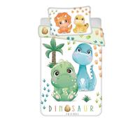 Jerry Fabrics - Juego de cama para bebé, diseño de dinosaurio Friends, Triceratops Brachiosaurus Pteractylus T-Rex Stegosaurus, funda nórdica de 100 x 135 cm y funda de almohada de 40 x 60 cm, 100%