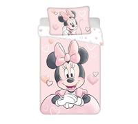 Jerry Fabrics - Juego de funda nórdica de 100 x 135 cm, diseño de Minnie Powder Pink para cama de bebé o junior, 100 % algodón, funda de almohada