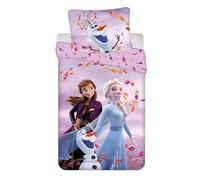 Jerry Fabrics Juego de ropa de cama infantil de Frozen de 140 x 200 cm y funda de almohada de 70 x 90 cm, de algodón, certificado Öko-Tex Standard para niñas, Frozen Frozen Anna Elsa Olaf