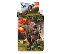 Jerry Fabrics Jurassic World Volcano, Juego de Ropa de Cama, Funda de Edredón 140 x 200 cm y Funda de Almohada 70 x 90 cm, 100% Algodón