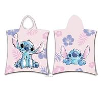 Jerry Fabrics Lilo & Stitch - Poncho de toalla con capucha de doble cara para niños, 115 x 50 cm, para niños y niñas
