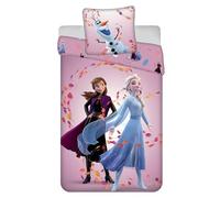 Jerry Fabrics Magical Time, funda nórdica Frozen reversible de 140 x 200 cm + funda de almohada de 65 x 65 cm, con Elsa, Anna y Olaf
