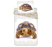 Jerry Fabrics Ropa de cama infantil con diseño de tortuga con estampado de tanques, funda nórdica de 140 x 200 cm, funda de almohada de 70 x 90 cm, 100 % algodón con cremallera