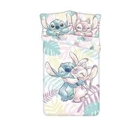 Jerry Fabrics Stitch & Angel - Juego de ropa de cama reversible con funda nórdica de 140 x 200 cm y funda de almohada de 50 x 70 cm, 100% algodón, diseño de hojas