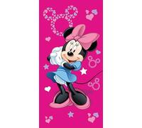 Jerry Fabrics Toalla de playa y baño de Minnie Mouse de Disney para niñas, 70 x 140 cm, toalla de rizo 100% algodón, suave, absorbente y colorido diseño de Minnie, perfecta para playa, piscina