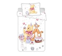 Jerry Fabrics Winnie the Pooh - Juego de ropa de cama tamaño cuna, funda de edredón de 100 x 135 cm + funda de almohada de 40 x 60 cm, 100% algodón, juego de cama suave para bebé o cama pequeña