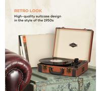 Jerry Lee BT Tocadiscos Bluetooth USB grabación y reproducción Marrón Auna