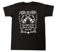 Jerry Lee Lewis 'Great Balls of Fire' Rock 'N' Roll Unisex O-Neck 100% Cotton Short-Sleeve T-Shirts Black XXXL