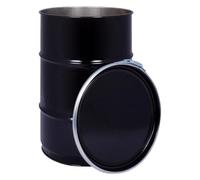 Jerrycanshop - Barrica de acero con tapa 60 l con tapa extraíble - 60 l - Barrica de acero con anillo de sujeción - Negro