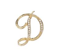JerryHardice Broche con inicial de diamantes de imitación para mujer, broche de letra dorada del alfabeto A-Z con cristal, pin de metal para sombrero, bolso, vestido, accesorio para hombre, Metal
