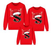 Jerséis de Navidad a juego, jersey de Navidad familiar, conjunto familiar de letras de la A a la Z, camisetas de manga larga, cuello redondo, sudaderas novedosas, #Rojo S, 2-3 años