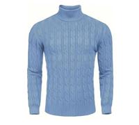 JerséIs Hombre Invierno, Suéter de Cuello Redondo con Parte Inferior Gruesa y Cuello Medio Alto para otoño e Invierno para (Sky Blue, XXXL)