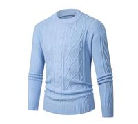 JerséIs Hombre Vestir Invierno - Camisa de Punto de Cuello Redondo para de otoño e Invierno, Camisa Interior Sencilla a la Moda, cálida, Informal, versátil, Top TWI Sted (Sky Blue, L)
