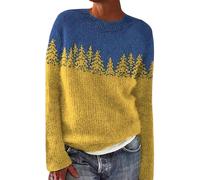 Jerséis para mujer, suéteres de punto del Reino Unido, suéteres gruesos para mujer, tops de cuello blanco, suéter de otoño, suéter de otoño, sudadera para salir, amarillo, 3XL