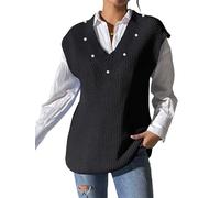 Jerséis Sin Mangas para Mujer, Moda con Cuentas De Perlas, Cuello En V, Camiseta Sin Mangas para Mujer, Jersey De Punto Liso, Suéter Clásico De Punto Grueso, Chalecos, Ropa De Calle Vintage, PREN