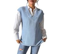 Jerséis Sin Mangas para Mujer, Moda con Cuentas De Perlas, Cuello En V, Camiseta Sin Mangas para Mujer, Jersey De Punto Liso, Suéter Clásico De Punto Grueso, Chalecos, Ropa De Calle Vintage, PREN