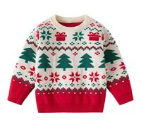 Jerséisde Punto Navideños Suéter Unisex niños SuéTer Sudadera Punto Manga Larga Navidad de Invierno Rojo Ropa Bebe Pullover Cáliido suéter Punto de Invierno (1-White-BA, 6-7 Years)