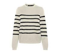 VERO MODA Vmsaba Ga Noos-Jersey Liso con Cuello Redondo Suéter, Abedul/Rayas: Negro, XS para Mujer