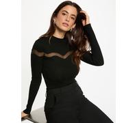 Jersey ajustado con cuello redondo negro mujer S