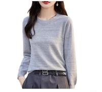 Jersey básico de manga larga para mujer, color puro, suéter de punto delgado para vacaciones, hogar, club, tallas S a XXL (gris XL)