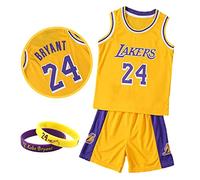 Jersey Children 's Fan Jersey Boys' Sports Wear sin Mangas Baloncesto Chaleco Top y Shorts Sports Suit Summer Sports Wear,Amarillo,XS