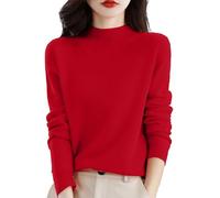 Jersey Cocooning - Jersey de malla de cuello alto para mujer, sudadera chic de manga larga, tops de primavera, otoño sudaderas cómodas, sudaderas para ocio al aire libre, rojo, XXX-Large
