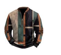 Jersey con cremallera de 1/4 para hombre, para trabajo, retazos, retro, bloque de color, estampado de cremallera de un cuarto, cómodo, atlético, ligero, suéter de golf, elegante suéter de oficina