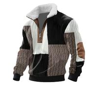 Jersey con cremallera de un cuarto para hombre, forro polar, cuello alto, manga larga, sudaderas con cremallera de 1/4, suéter de parche de músculo de Cristo, suéteres casuales para hombre, Amarillo