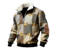 Jersey con cremallera de un cuarto para hombre, forro polar, cuello alto, manga larga, sudaderas con cremallera de 1/4, suéter de parche de músculo de Cristo, suéteres casuales para hombre, Amarillo