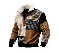 Jersey con cremallera de un cuarto para hombre, forro polar, cuello alto, manga larga, sudaderas con cremallera de 1/4, suéter de parche de músculo de Cristo, suéteres casuales para hombre, Beige #3