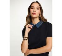 Jersey con cuello vuelto azul marino mujer L