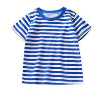 Jersey Corto de Manga Corta Camiseta a Rayas algodón Puro para niños y niñas Top Baby Base Camisa Niños Ropa