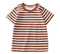 Jersey Corto de Manga Corta Camiseta a Rayas de algodón Puro para niños y niñas Top Baby Base Camisa Niños Ropa Niños B807