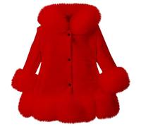 Jersey corto para mujer, abrigo de invierno a prueba de viento, abrigo grueso, chaqueta de abrigo cálido para niños pequeños, chaqueta de abrigo para mujer, vestido elegante, rojo, 5-6 años