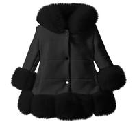 Jersey corto para mujer, abrigo de invierno a prueba de viento, abrigo grueso, chaqueta de abrigo cálido para niños pequeños, chaqueta de abrigo para mujer, vestido elegante, Negro , 9-10 años